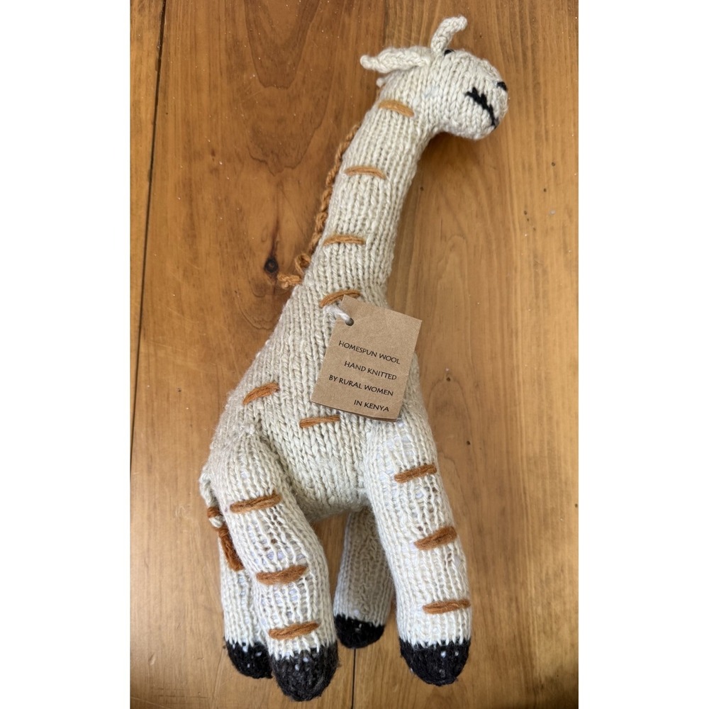 Artisan Safari Giraffe Plush Hand Knit Homespun Wool Rustic Nursery Decor - Picture 6 of 15
